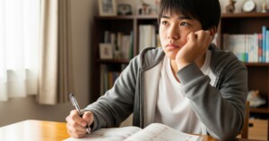 思い悩む男子学生