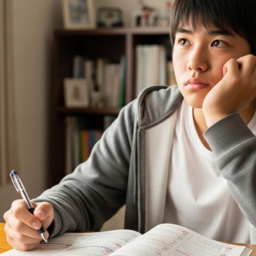 思い悩む男子学生